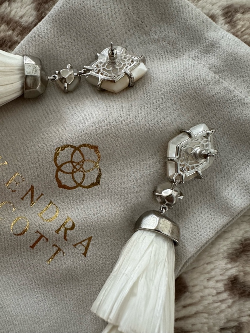 Kendra Scott White Multi-Tier Tassel Earrings - Picture 6 of 6